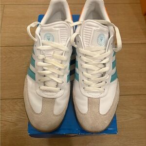 Men’s Adidas Sambas White/Teal Size 9.5